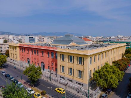 The Lenorman Street Tobacco Factory, Athens. Half of the building is home to the library of Hellenic Parliament. The other half is being renovated by the art foundation Neon and will house a cultural center. Photo © Giorgos Charisis; courtesy of the Hellenic Parliament and Neon.