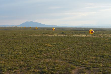 Repellent Fence, 2015 Photo: Michael Lundgren and Postcommodity; Image: Courtesy of Bockley Gallery Installation view. Douglas, AZ, USA and Agua Prieta, SON, MEX.